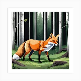 Fox In The Forest 6 Art Print