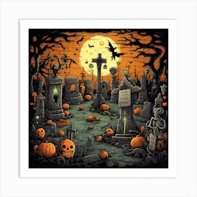 Halloween Graveyard Art Print