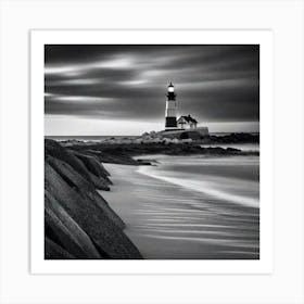 Black And White Lighthouse 5 Art Print