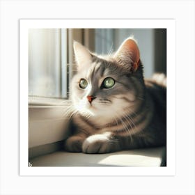 Cat By The Window Art Print