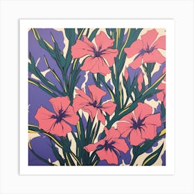 Flax Flower 2 Pop Art Illustration Square Art Print