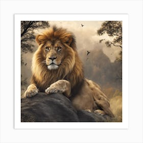 Lion In The Forest Art Print