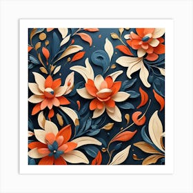 3d Floral Wallpaper art print Art Print