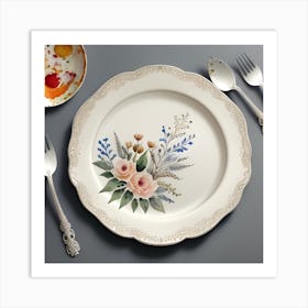 Floral Dinner Plate Art Art Print