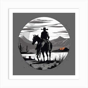 Cowboy On Horseback Art Print