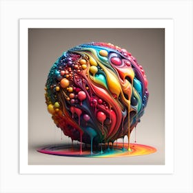 A Melted Ball With A Lot Of Colors Art Print