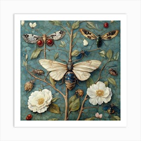 Bees And Butterflies Art Art Print