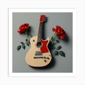Eletric Guitar with red carnation 1 Art Print