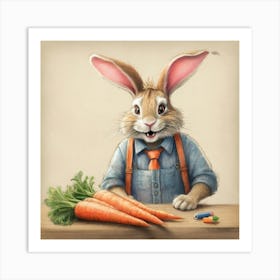 Rabbit With Carrots 5 Art Print