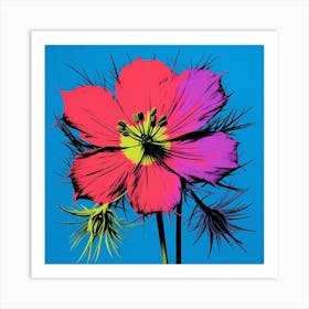 Andy Warhol Style Pop Art Flowers Love In A Mist Nigella 3 Square Art Print
