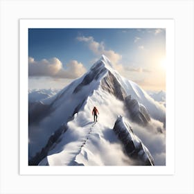 Man On Top Of A Mountain Art Print