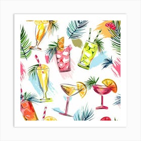 Seamless Pattern With Tropical Drinks 9 Art Print