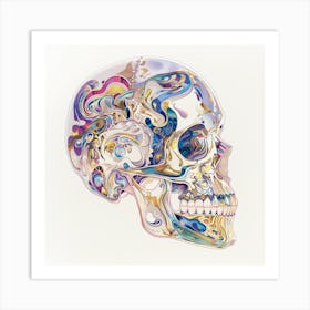 Skull With Swirls Art Print