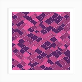 A Tile Pattern Featuring Abstract Geometric Shapes, Rustic Purple And Pink, Flat Art, 197 Art Print