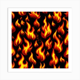 Flames On Black Background 65 Art Print