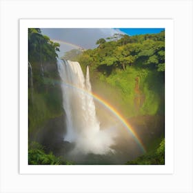 Rainbow Over A Waterfall paintings art print 1 Art Print