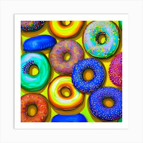 Colorful Donuts Yellow Art Print