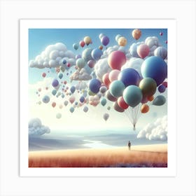 Floating Balloons Art Print