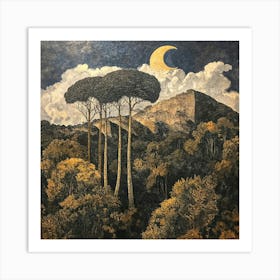 Moonlight Over The Mountains Art Art Print