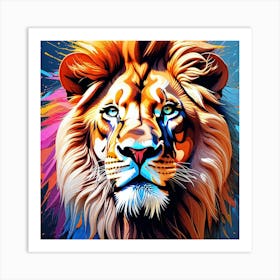 Colorful Lion Painting 7 Art Print