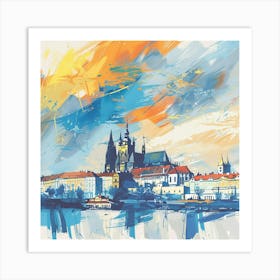 A Prague Castle Expressive Strokes Illustration 1720468544 2 Art Print