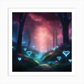 Heart Shaped Path In The Forest Art Print