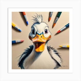 Duck With Colored Pencils 5 Art Print