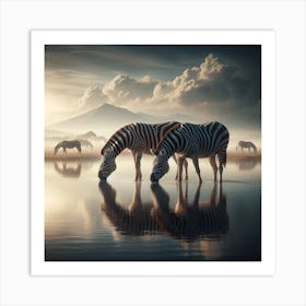 Zebras In Water Art Print