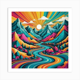 Psychedelic Mountains Art Print