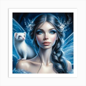 Fairy With Ferret 2 Art Print