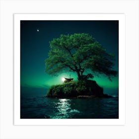 Lone Tree On The Island Art Print