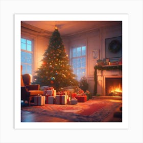 Christmas Tree In The Living Room 126 Art Print