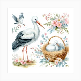 Stork 6 Art Print