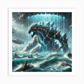 A Sci Fi Depiction Of Aegir, The Abyssal Behemoth, Maelstrom Pulse Art Print