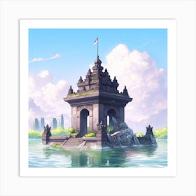 Temple In The Water 1 Art Print