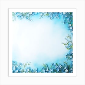 Frame With Blue Flowers 2 Art Print