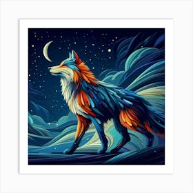 Fox At Night Art Print