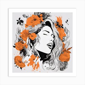 Girl With Flowers Art Print