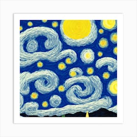 Totoro Starry Night 2 Art Print