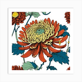 Chrysanthemum Flower Pattern Art Print