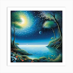 Night On The Lake Art Print