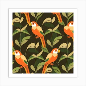 Seamless Pattern With Parrots Art Print