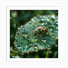 Ladybug On A Leaf Art Print