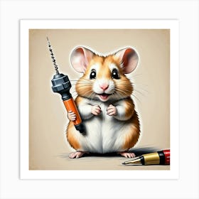 Hamster With A Screwdriver Art Print