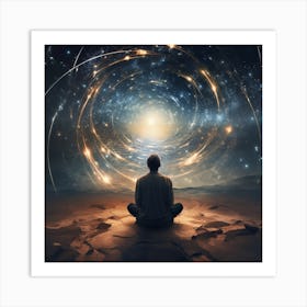 Man Sitting In Meditation In The Desert Art Print