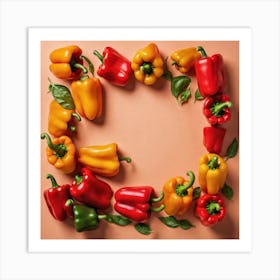 Colorful Peppers In A Frame 31 Art Print