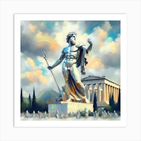 Color Painting Statue Of Zeus At Olympia 1 Art Print