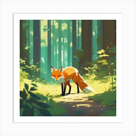 Fox In The Forest 42 Art Print