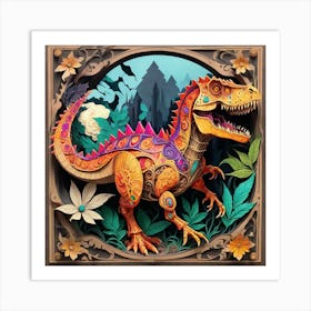 Dinosaur In The Forest Art Print