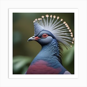 National Geographic Realistic Illustration Victoria Crowned Pigeon Goura Victoria Close Up 2 Art Print